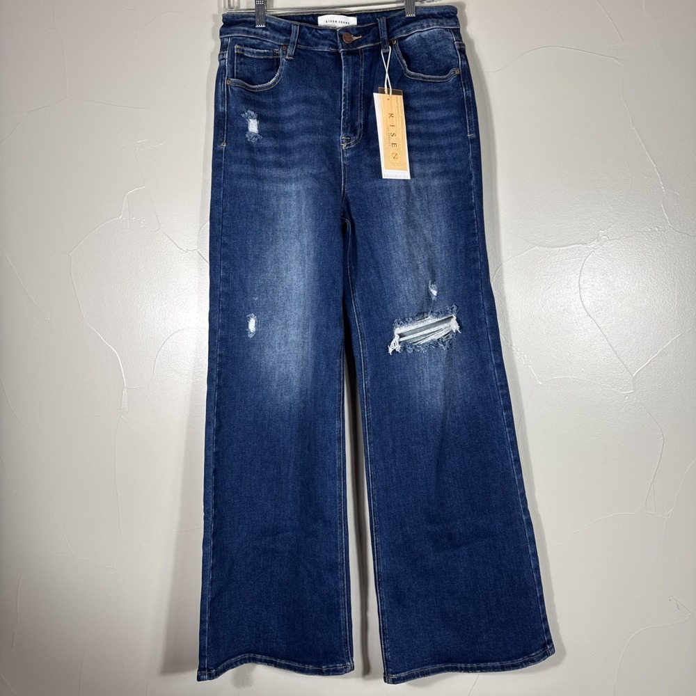 Risen Jeans Wide Leg Dark Wash 13/31 NWT Womens Wide Leg Jeans Distressed